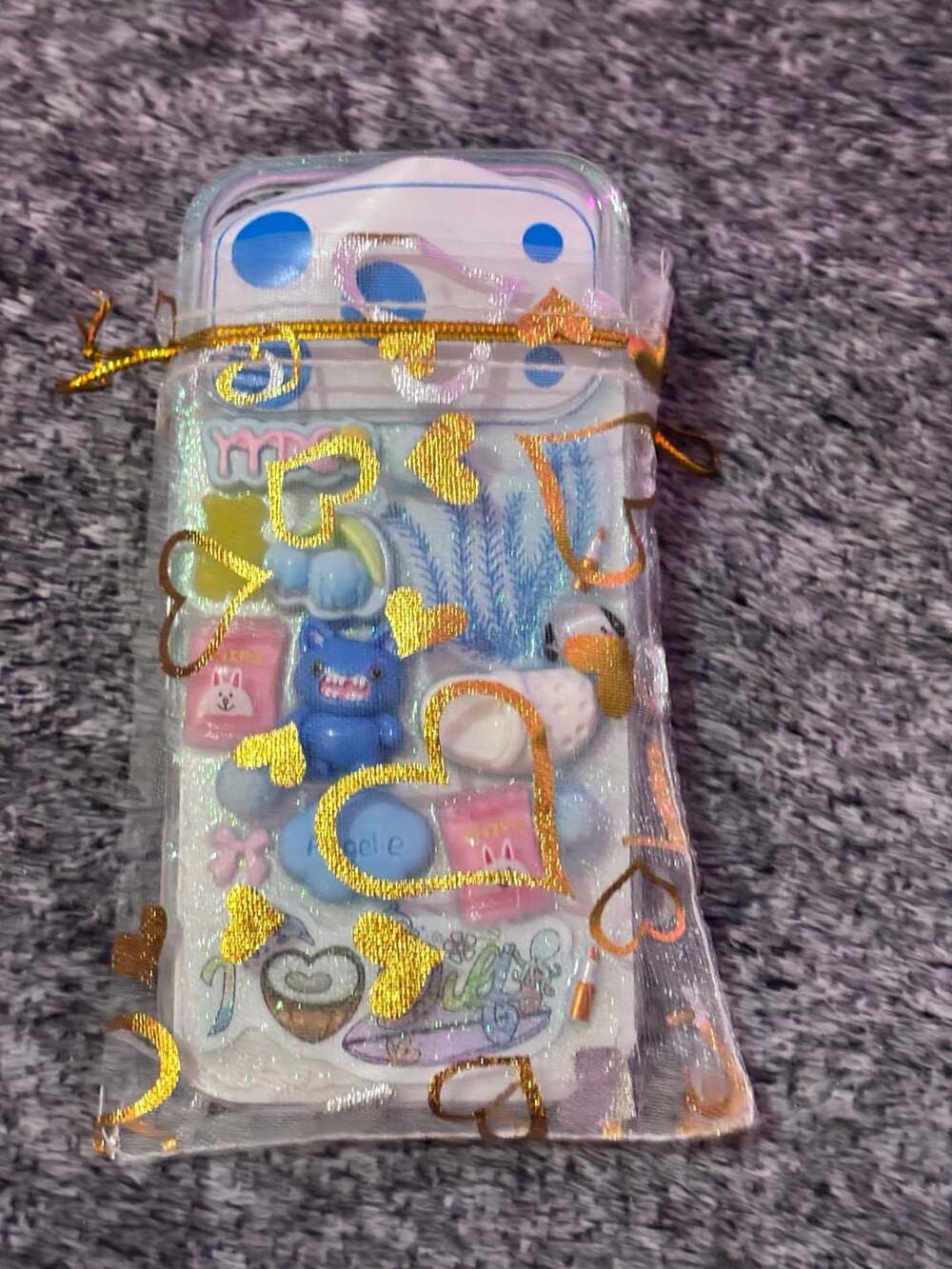IP 17 Pro Phone Case with 3D Charms and Matching Scrunchie Accessory Set